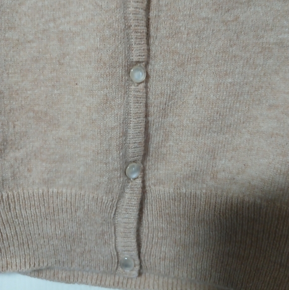 Billie Tan Knit Short Sleeve Merino Wool Cardigan Sweater - Picture 5 of 9